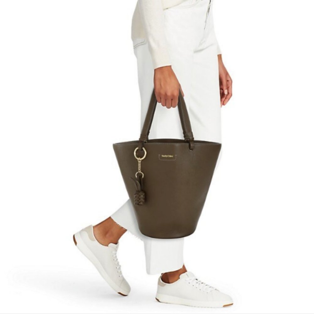 SEE BY CHLOE CECLILIA / CECILYA Medium Leather Bucket Bag in Moss MSRP$695